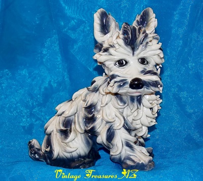 Image for  Spaghetti Ware Terrier Dog Figurine/Statue Italy Vintage 1940s-1960s Hand Painted Italian Pottery (heavy enough to use as Bookend) #2 of 2     ***USPS PRIORITY MAIL SHIPPING INCLUDED – DOMESTIC ORDERS ONLY!***